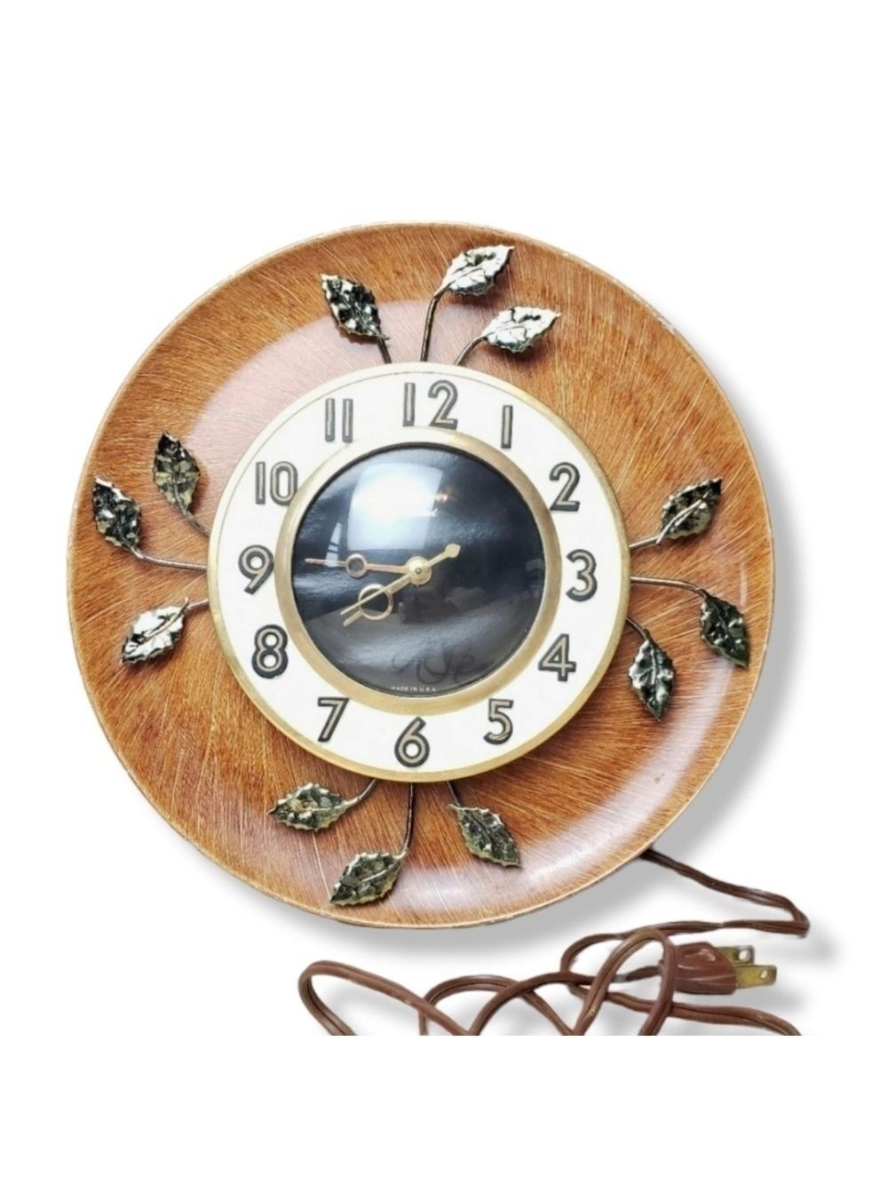 SUNBURST Wall Clock by United 𝅺MID-CENTURY Modern Brass Leaves